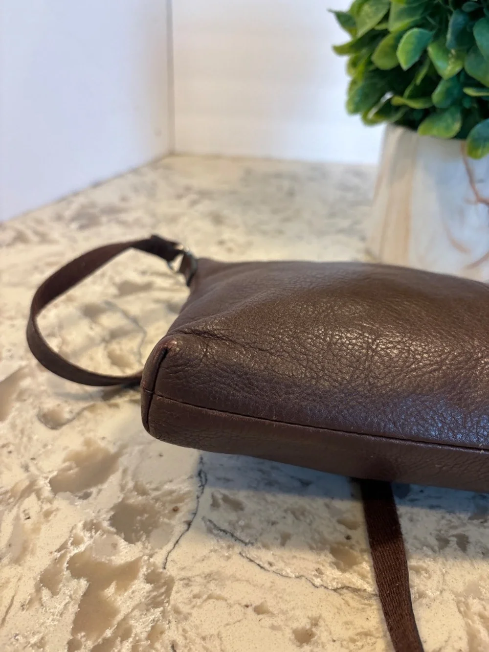 Fossil Dawson Rich Brown Leather Crossbody Handbag